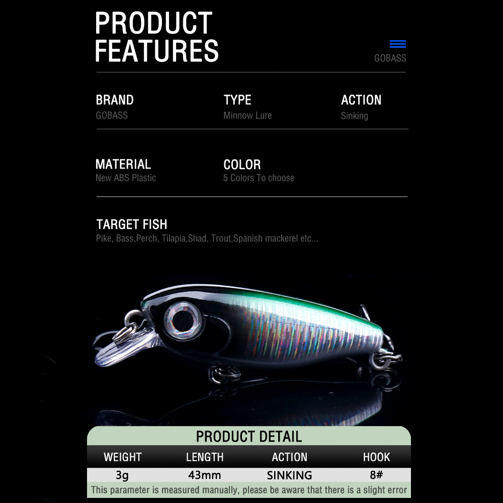 GOBASS أسماك صغيرة الصيد السحر - مراجعة Fishing Lure Crankbait وسعره