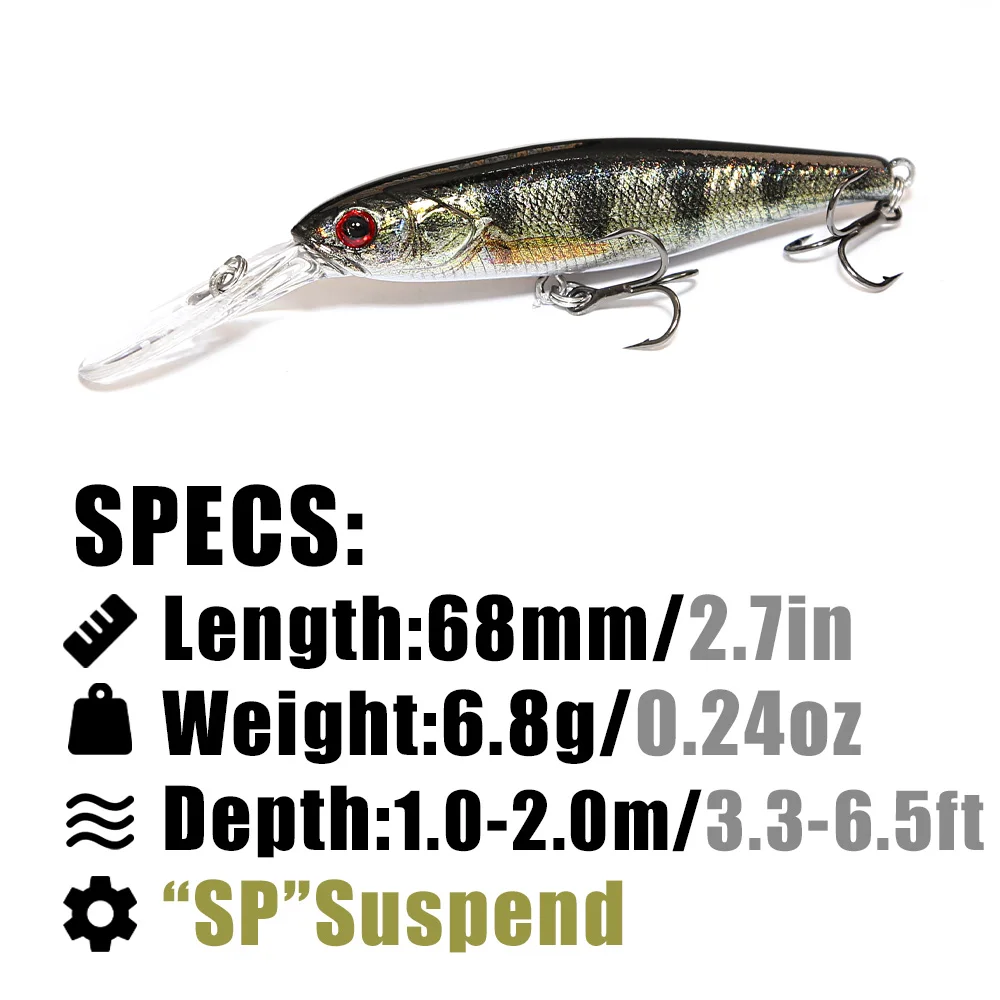 B & U 68 مللي متر ثلاثية الأبع - مراجعة Fishing Lure Crankbait وسعره