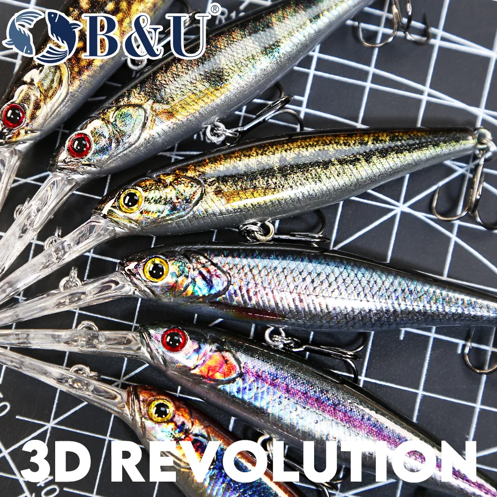 B & U 68 مللي متر ثلاثية الأبع - مراجعة Fishing Lure Crankbait وسعره